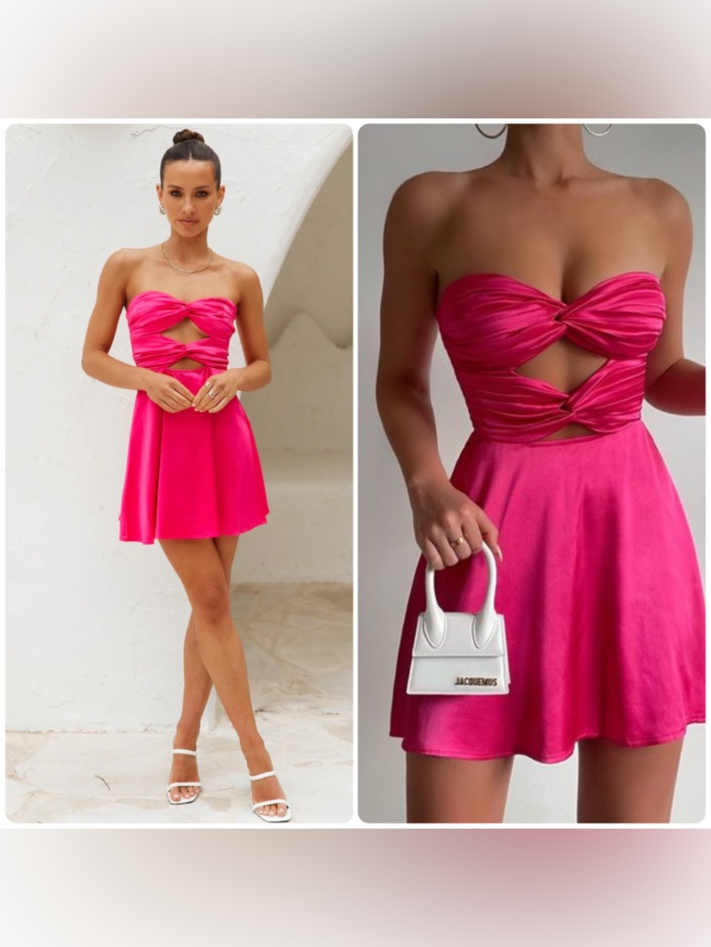 New! RNWY Mich Mini Strapless Cutout Dress in Fuchsia Pink 💞size 8